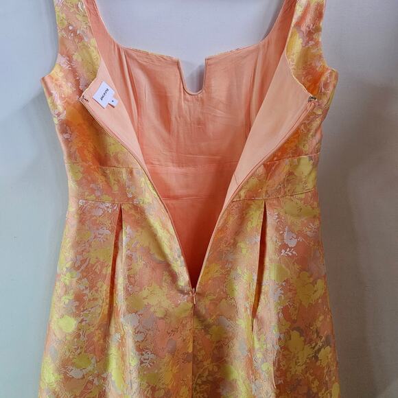 Song of Style Indra Mini Dress Size M Floral Print Tank Fit Flare Yellow Peach - Picture 4 of 8
